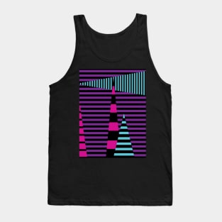 Stripes on Stripes - Pink, Purple, Blue and Black Tank Top